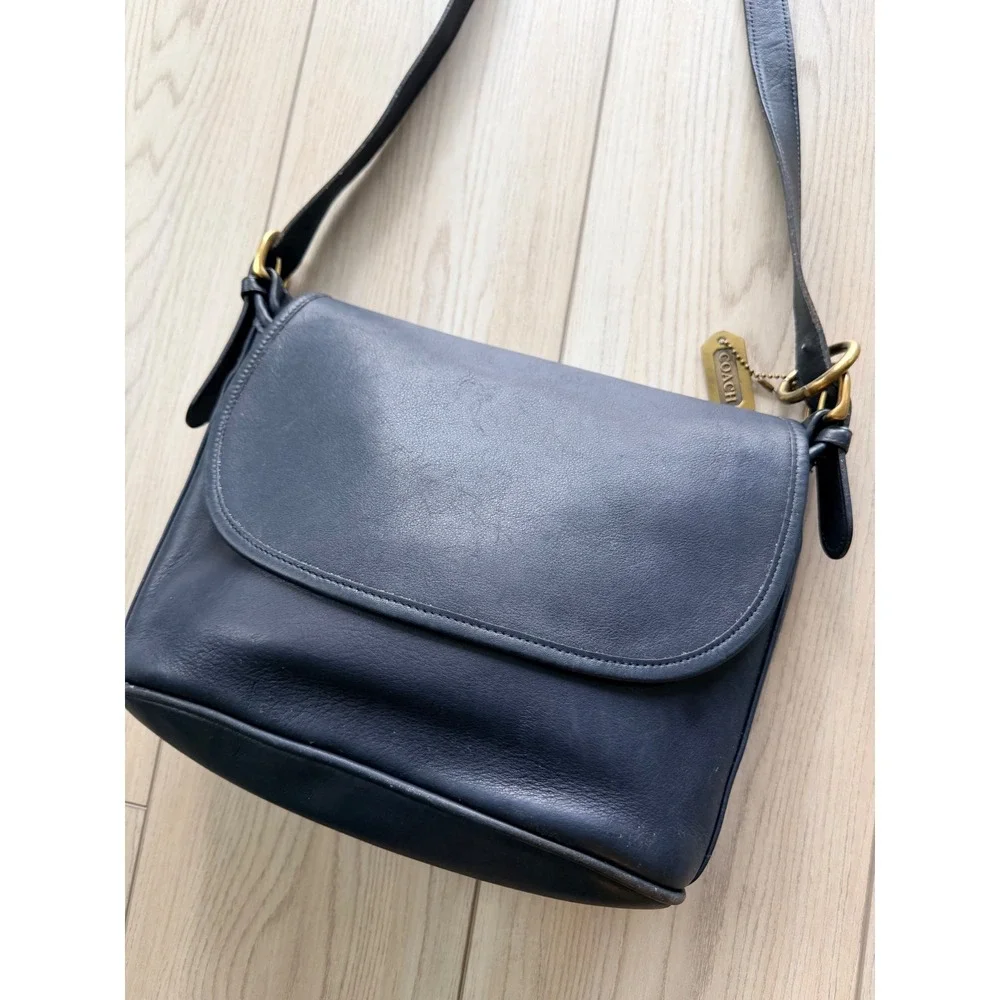 Vintage Coach Patricia's Legacy Bag Men OS Navy Blue Leather Crossbody 4150